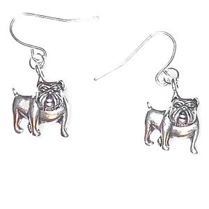 Silvertone Bulldog Earrings bull dogs bulldogs